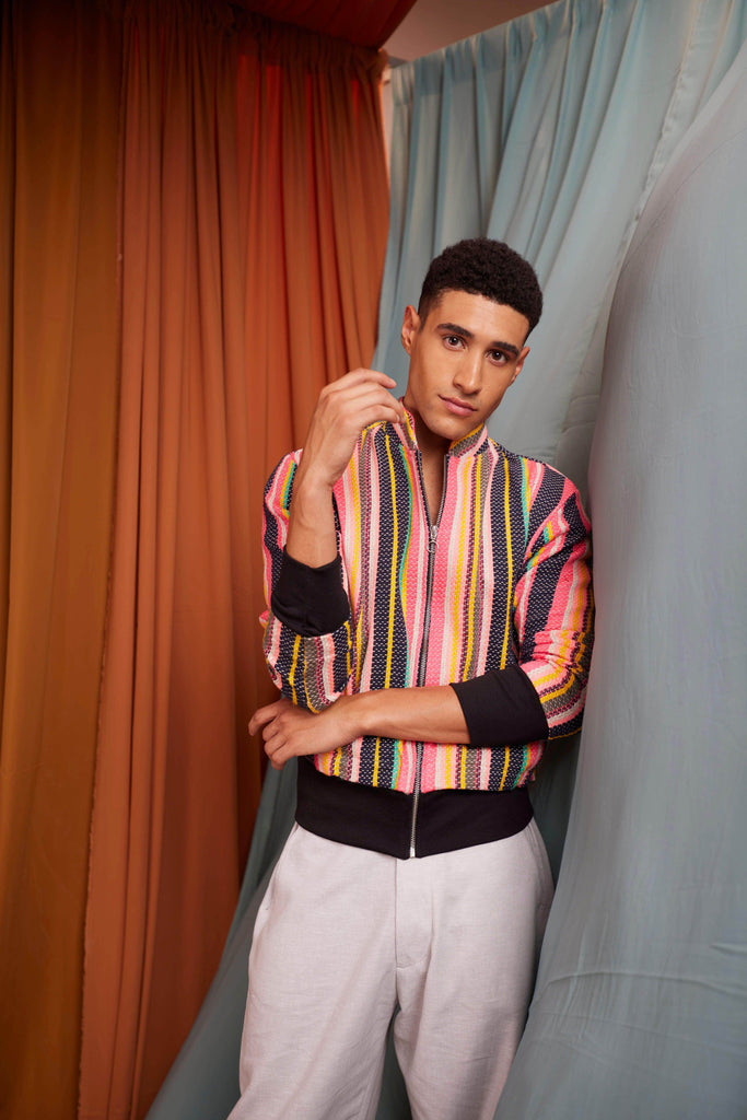 MULTI STRIPE BOMBER - dash and dot dash and dot