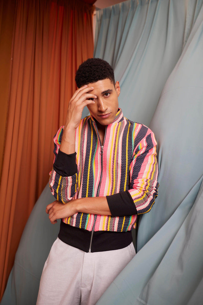 MULTI STRIPE BOMBER - dash and dot dash and dot