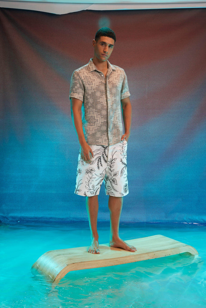 EMBROIDERED LONG SHORTS - dash and dot dash and dot