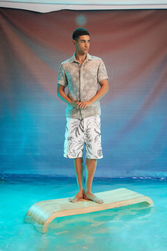 EMBROIDERED LONG SHORTS - dash and dot dash and dot