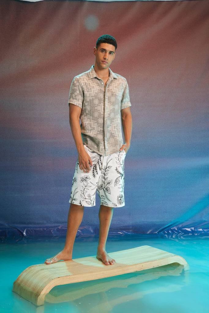 EMBROIDERED LONG SHORTS - dash and dot dash and dot