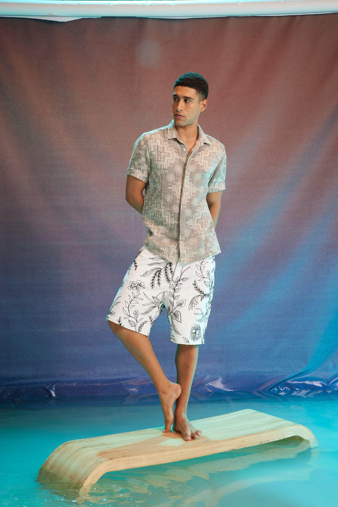 EMBROIDERED LONG SHORTS - dash and dot dash and dot