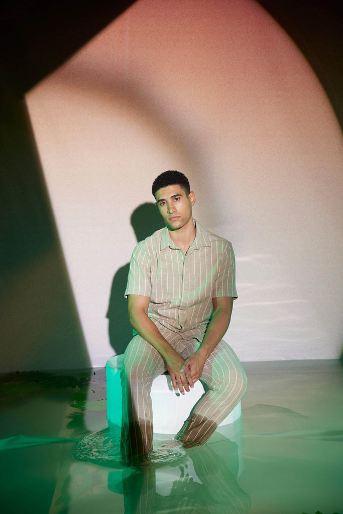 STRIPE HALF SLEEVE SHIRT - dash and dot dash and dot