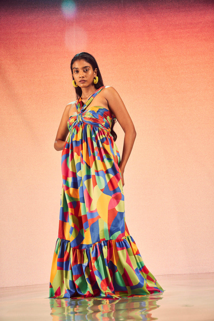 TIERED ABSTRACT MAXI - dash and dot dash and dot