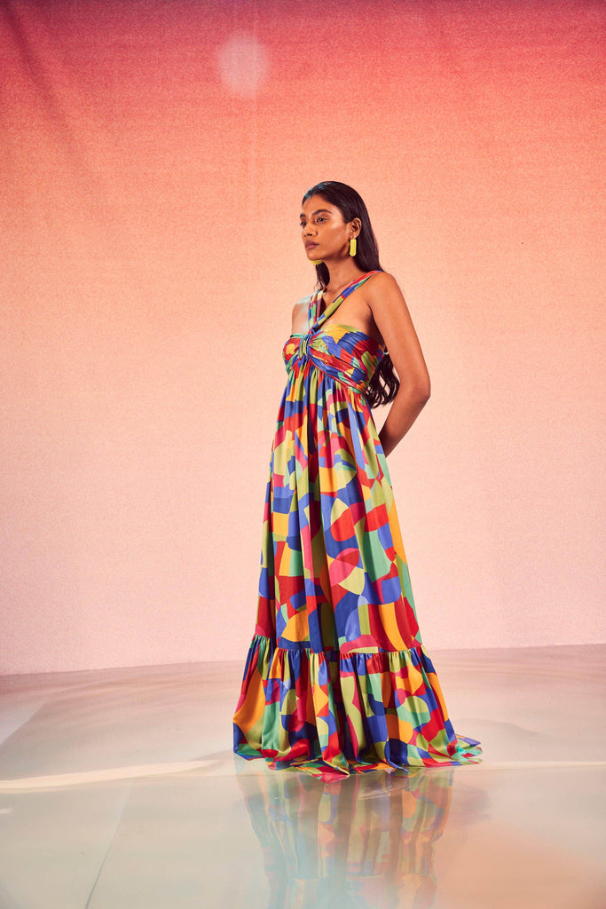 TIERED ABSTRACT MAXI - dash and dot dash and dot