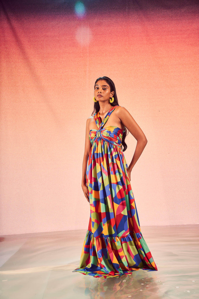 TIERED ABSTRACT MAXI - dash and dot dash and dot
