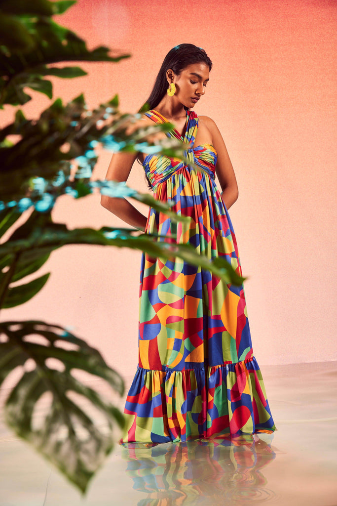 TIERED ABSTRACT MAXI - dash and dot dash and dot