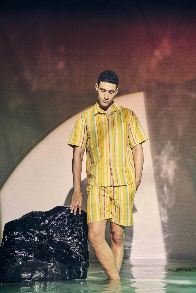 MULTI STRIPE LINEN SHORTS SET - dash and dot dash and dot