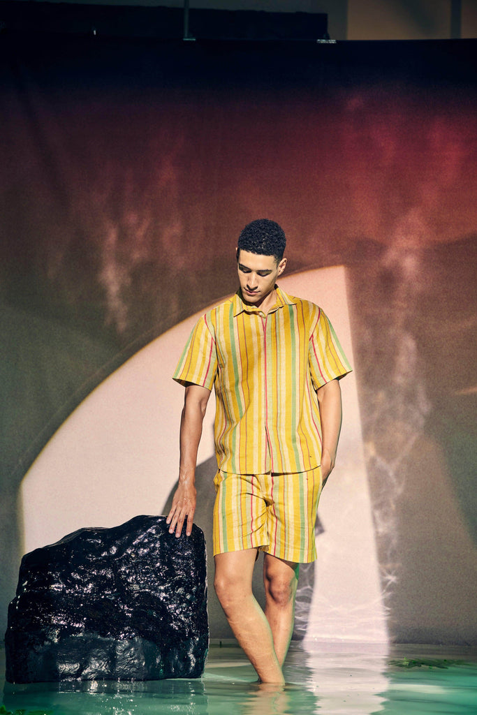 MULTI STRIPE LINEN SHORT - dash and dot dash and dot