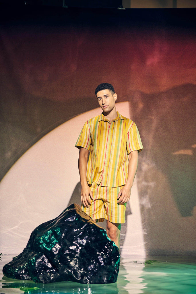 MULTI STRIPE LINEN SHORT - dash and dot dash and dot