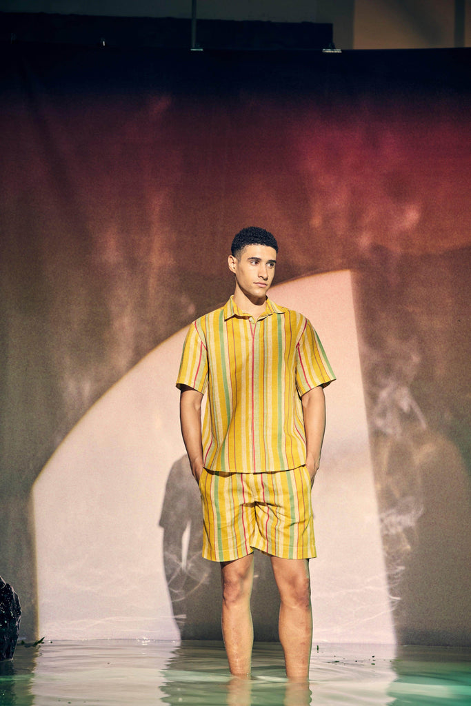 MULTI STRIPE LINEN SHORT - dash and dot dash and dot