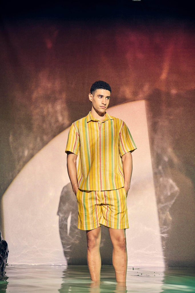 MULTI STRIPE LINEN SHORT - dash and dot dash and dot