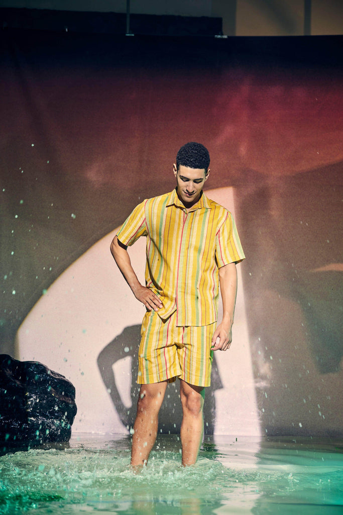 MULTI STRIPE LINEN SHORT - dash and dot dash and dot