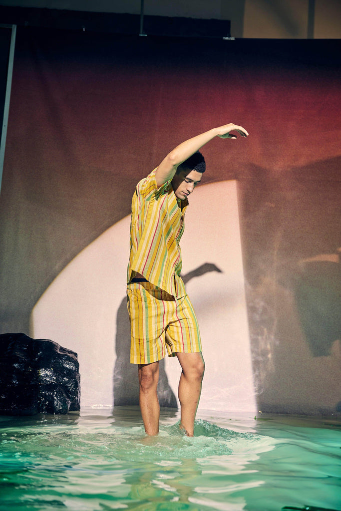 MULTI STRIPE LINEN SHORT - dash and dot dash and dot