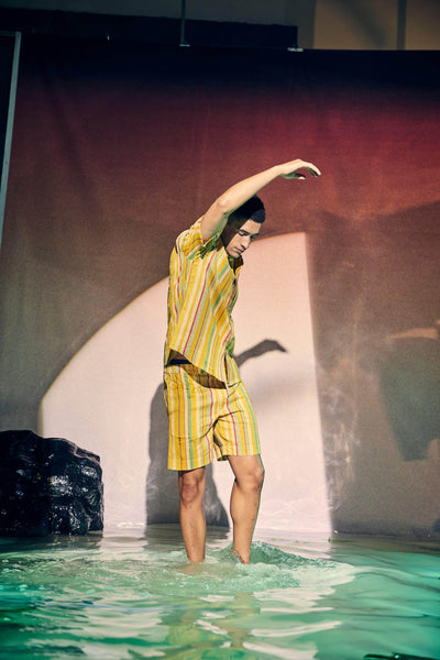 MULTI STRIPE LINEN SHORT - dash and dot