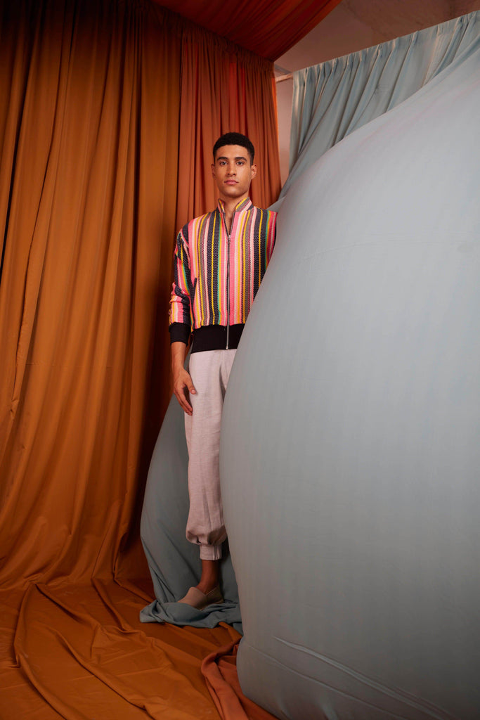 MULTI STRIPE BOMBER - dash and dot dash and dot