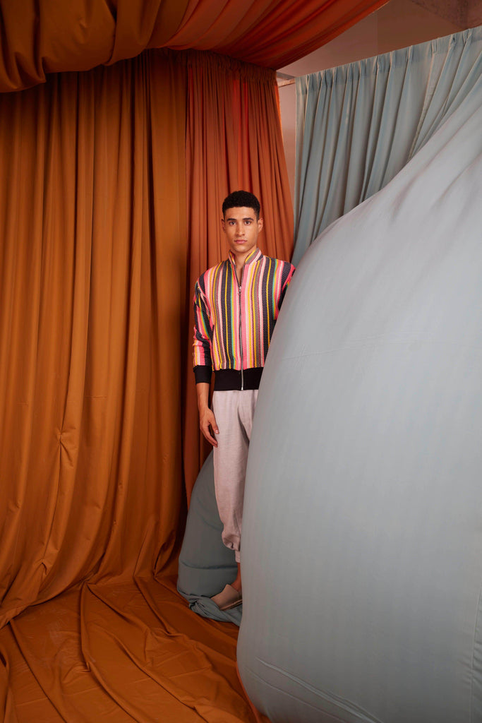 MULTI STRIPE BOMBER - dash and dot dash and dot