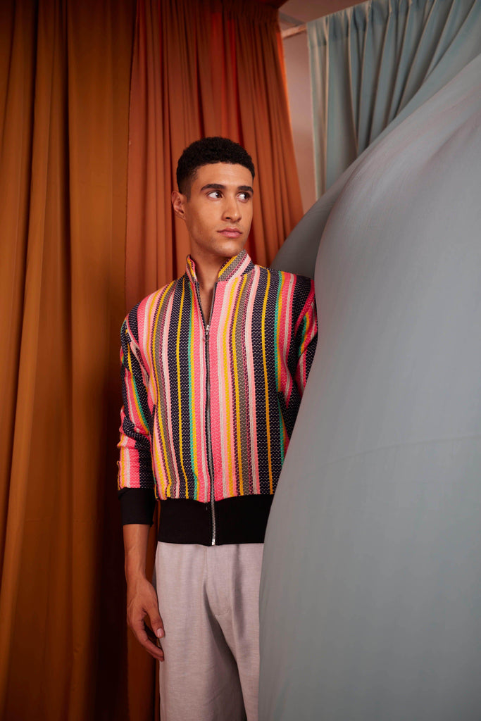 MULTI STRIPE BOMBER - dash and dot dash and dot