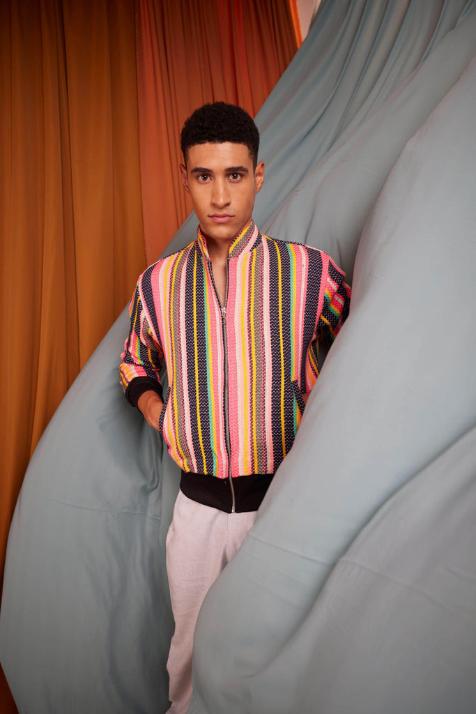 MULTI STRIPE BOMBER - dash and dot dash and dot