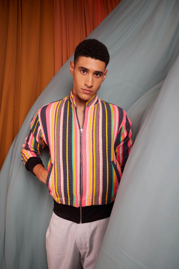 MULTI STRIPE BOMBER - dash and dot dash and dot