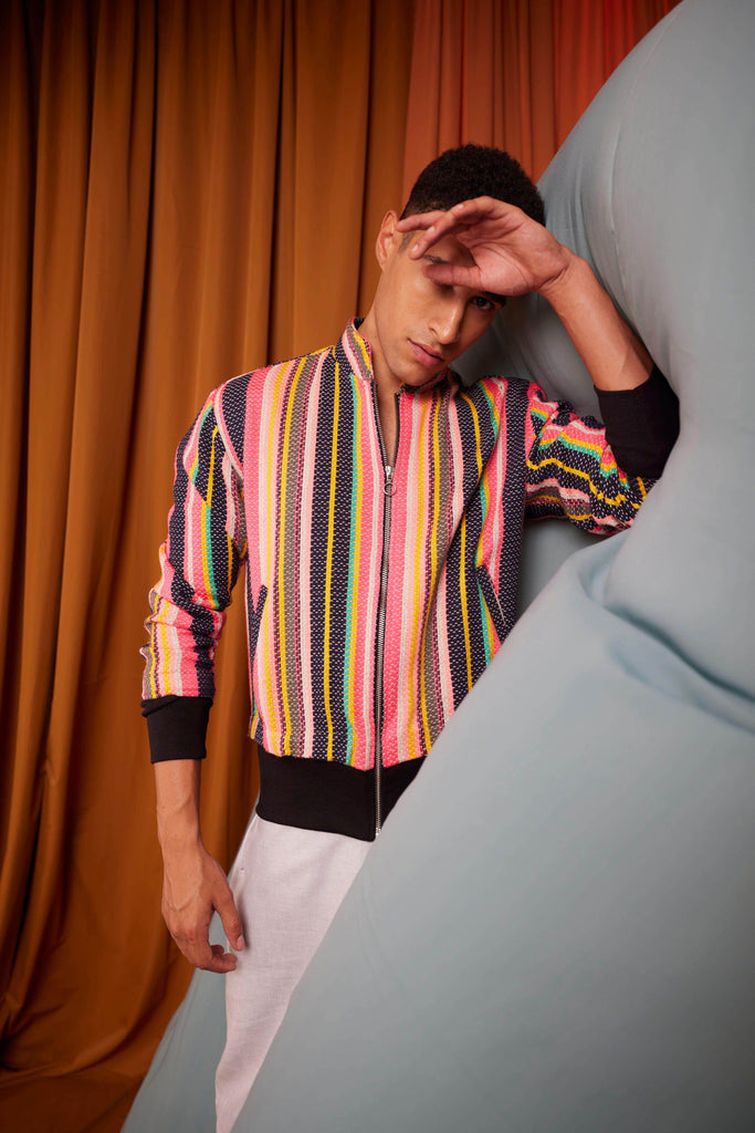 MULTI STRIPE BOMBER - dash and dot dash and dot