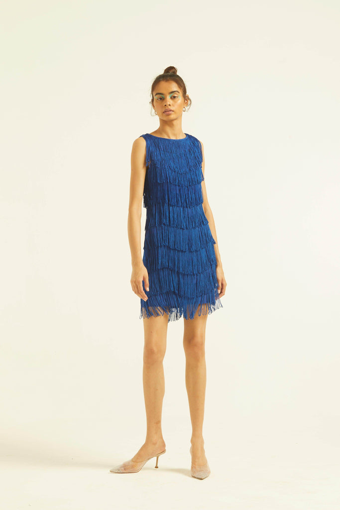 ROYAL BLUE FRINGE DRESS - dash and dot dash and dot