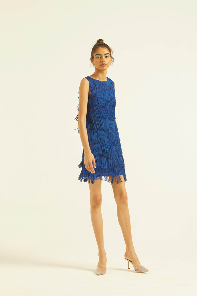 ROYAL BLUE FRINGE DRESS - dash and dot dash and dot