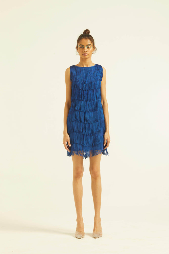 ROYAL BLUE FRINGE DRESS - dash and dot dash and dot
