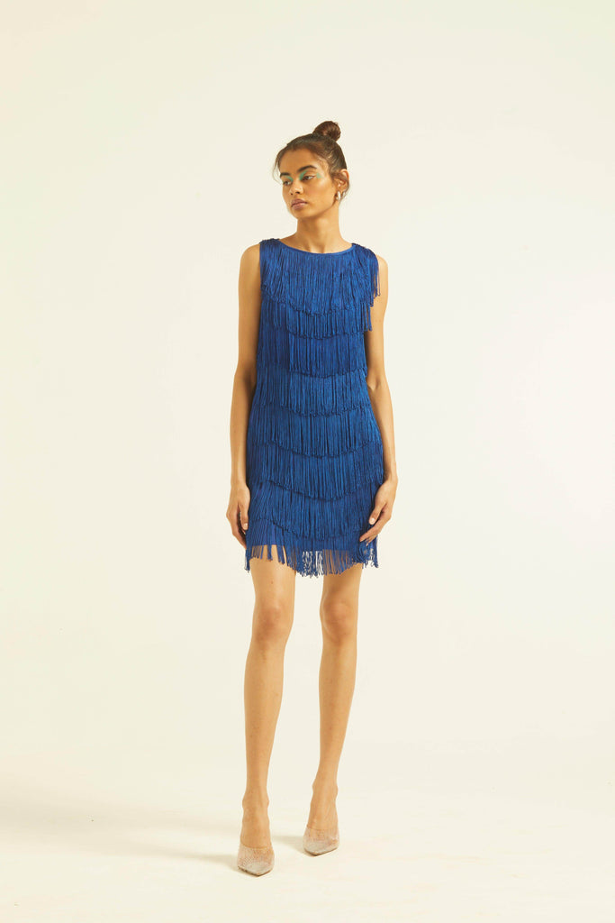ROYAL BLUE FRINGE DRESS - dash and dot dash and dot