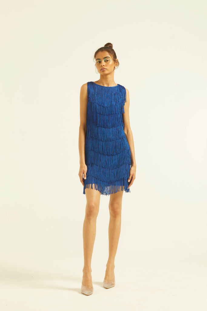 ROYAL BLUE FRINGE DRESS - dash and dot dash and dot