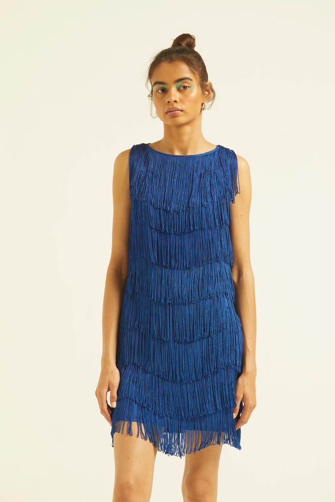 ROYAL BLUE FRINGE DRESS - dash and dot dash and dot