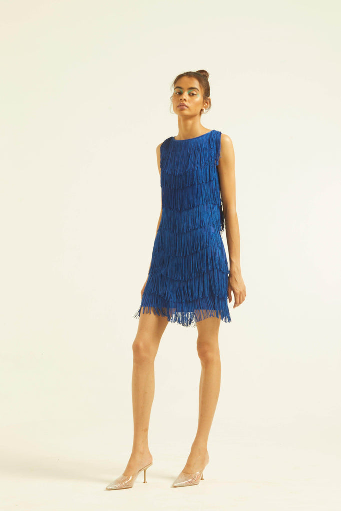 ROYAL BLUE FRINGE DRESS - dash and dot dash and dot