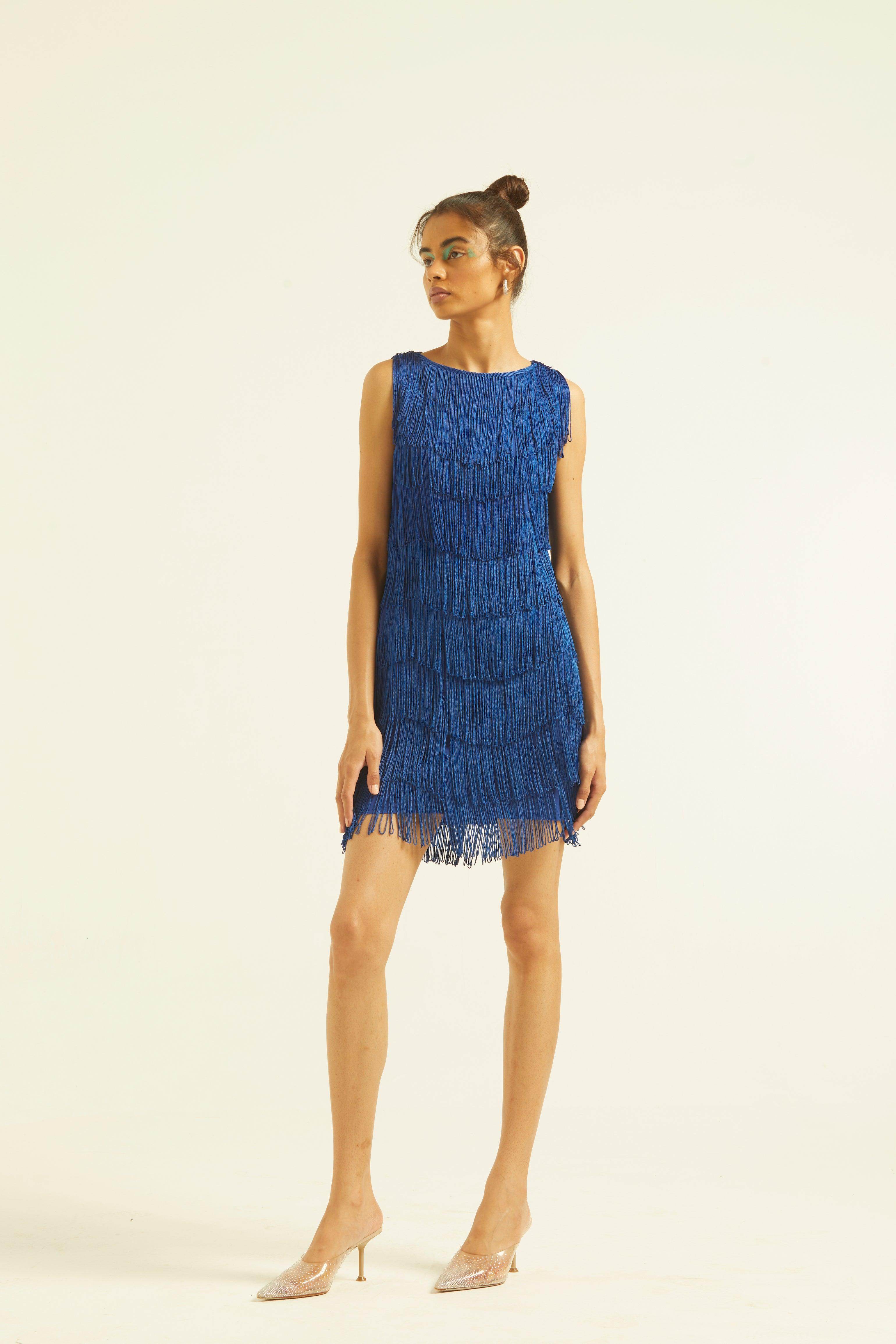 blue fringe dress Dash and Dot - ROYAL BLUE FRINGE DRESS