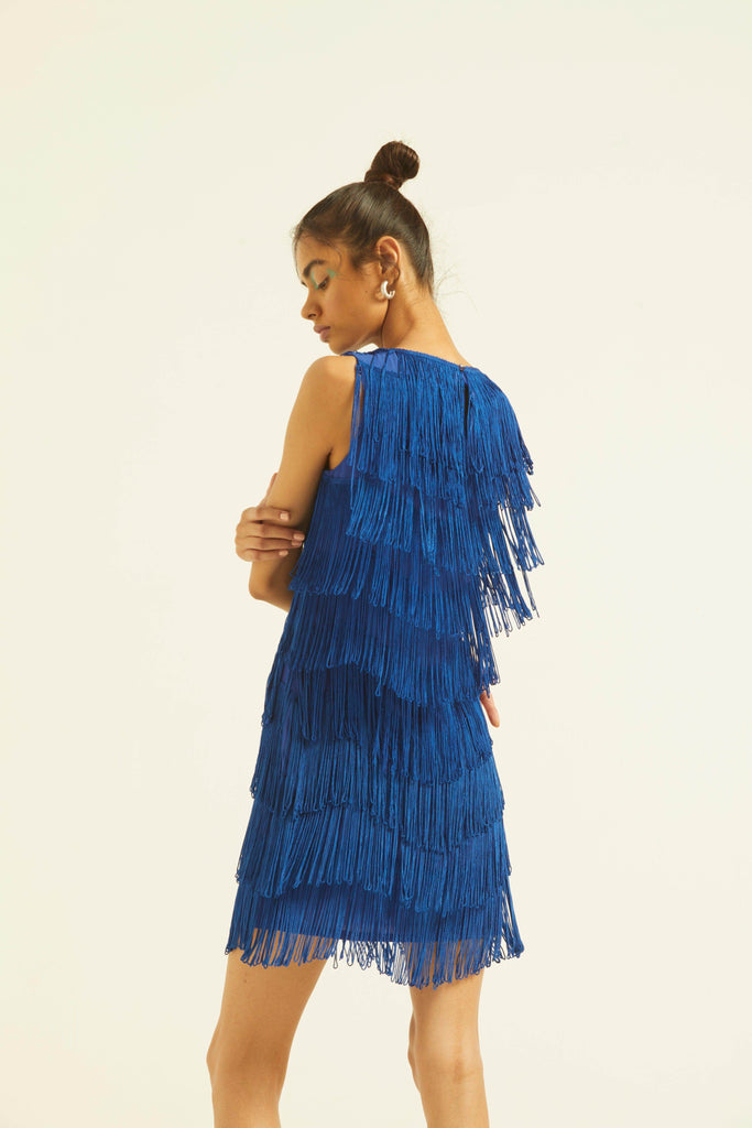 ROYAL BLUE FRINGE DRESS - dash and dot dash and dot