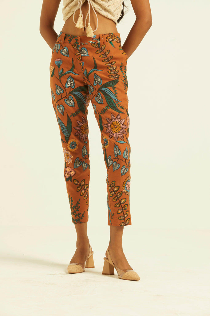 MUSTARD EMBROIDERED PANTS - dash and dot dash and dot
