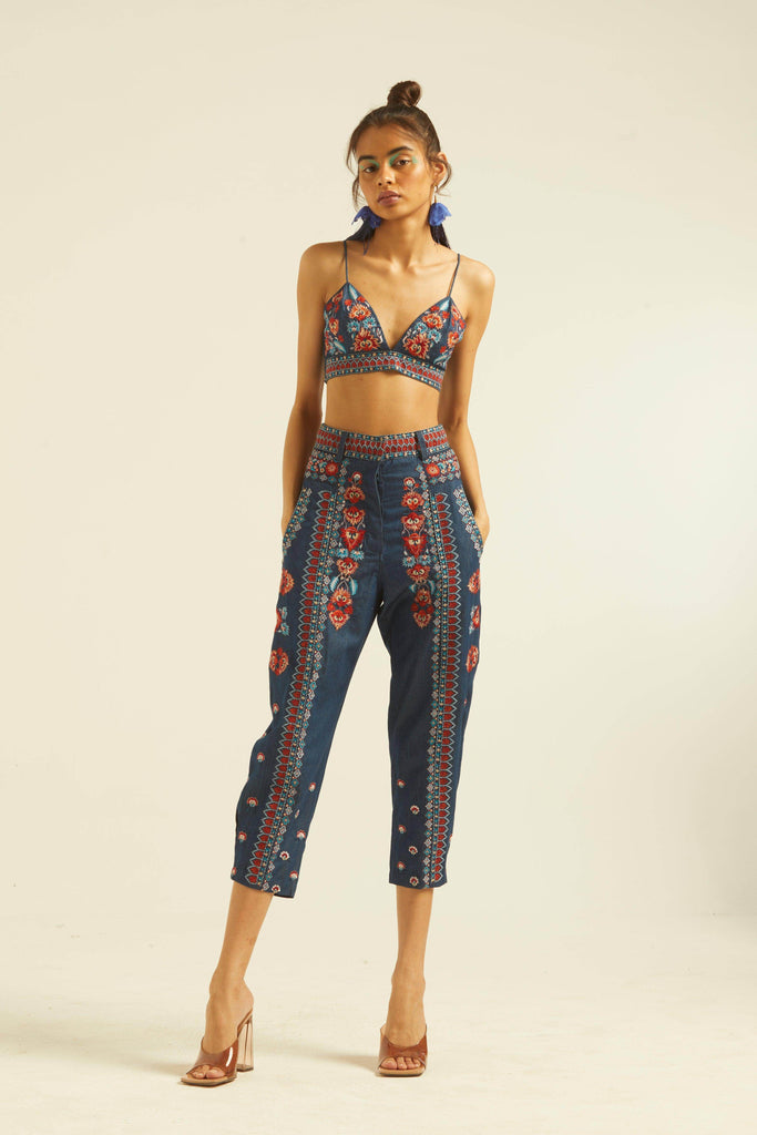 DENIM EMBROIDERED BRALETTE - dash and dot dash and dot