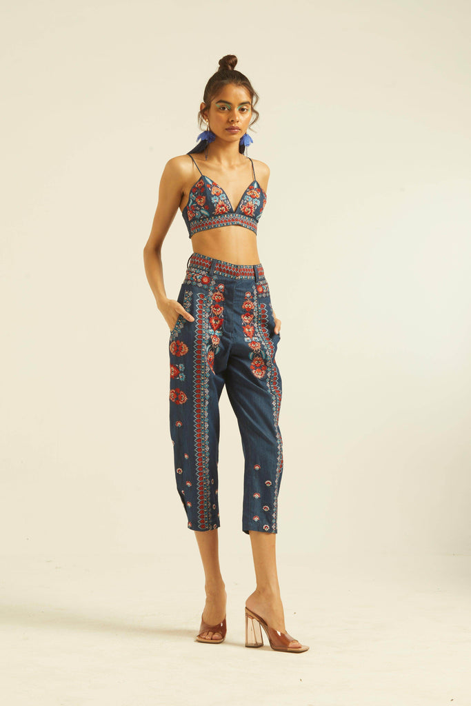 DENIM EMBROIDERED PANT - dash and dot dash and dot