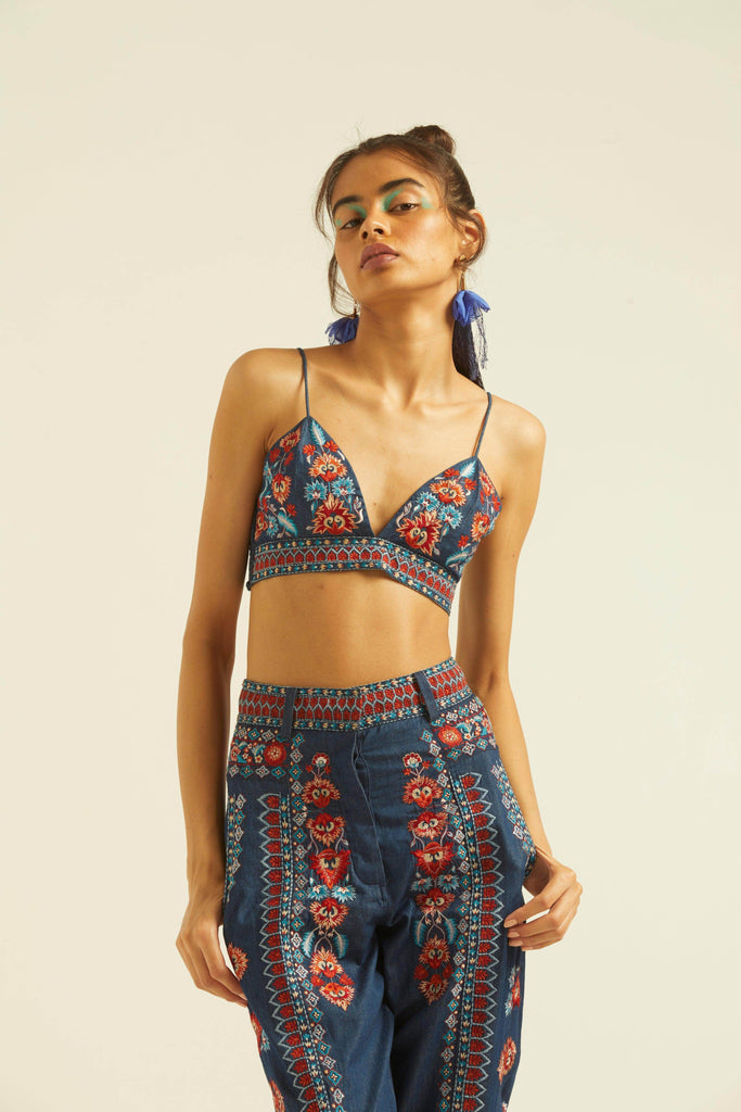 DENIM EMBROIDERED PANT - dash and dot dash and dot