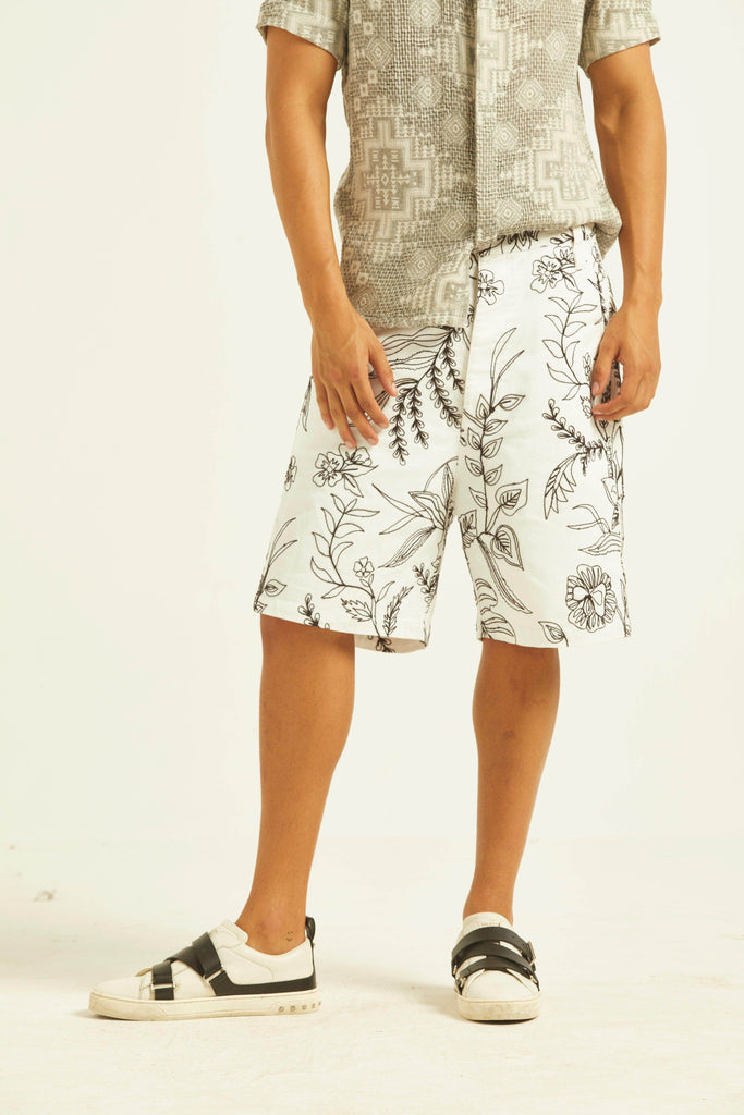 EMBROIDERED LONG SHORTS - dash and dot dash and dot