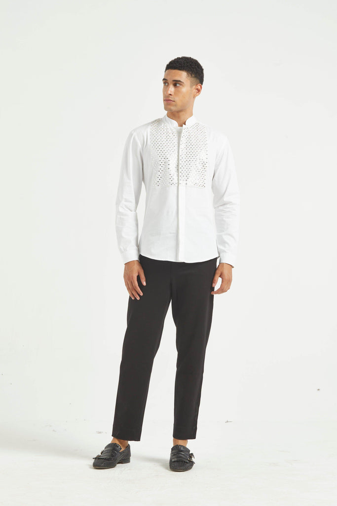 MIRROR EMBOIDERED BIB SHIRT - dash and dot dash and dot