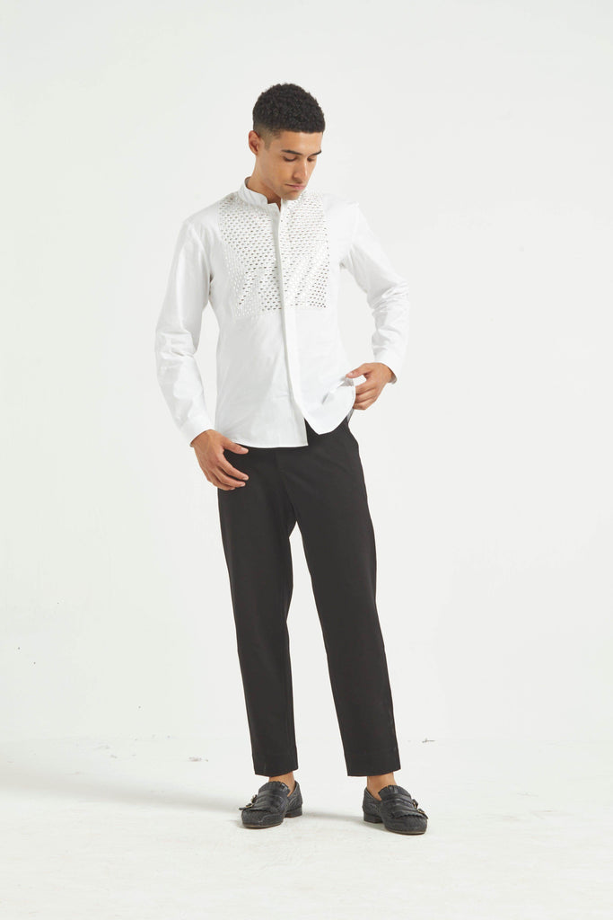 MIRROR EMBOIDERED BIB SHIRT - dash and dot dash and dot