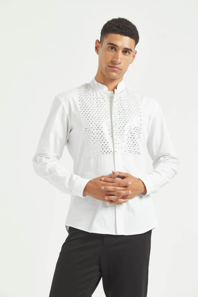 MIRROR EMBOIDERED BIB SHIRT - dash and dot dash and dot