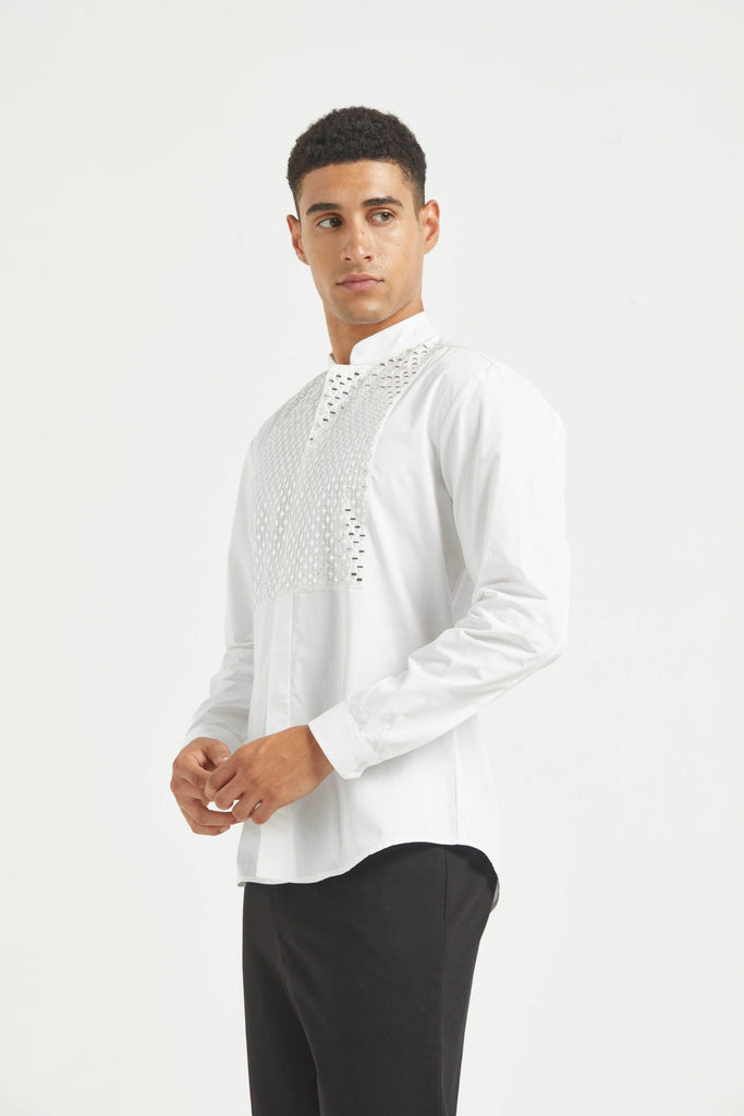 MIRROR EMBOIDERED BIB SHIRT - dash and dot dash and dot