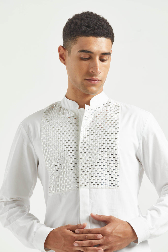MIRROR EMBOIDERED BIB SHIRT - dash and dot dash and dot