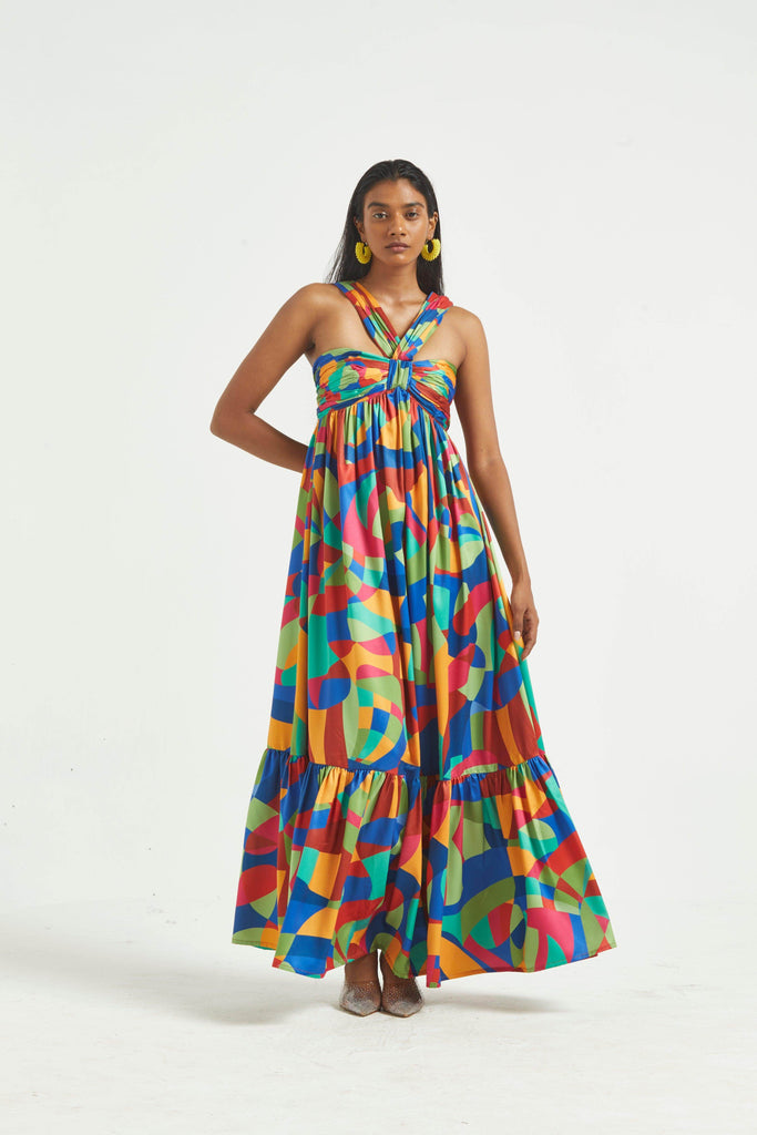 TIERED ABSTRACT MAXI - dash and dot dash and dot