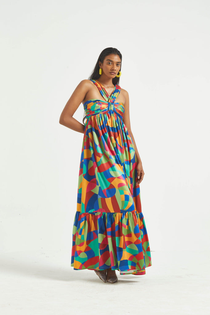 TIERED ABSTRACT MAXI - dash and dot dash and dot