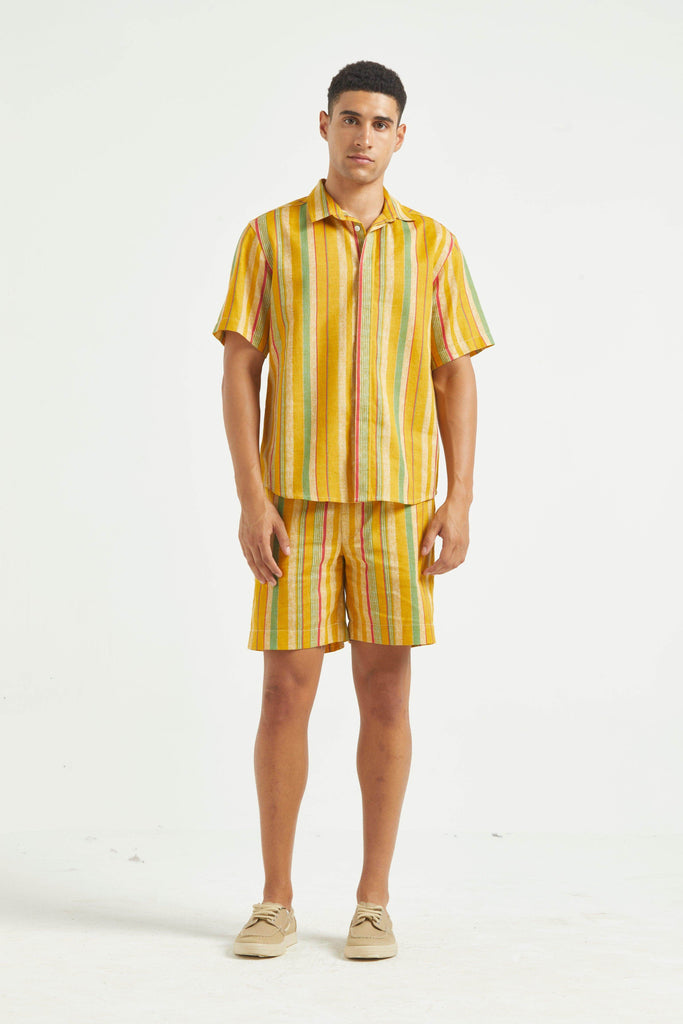 MULTI STRIPE LINEN SHORT - dash and dot dash and dot