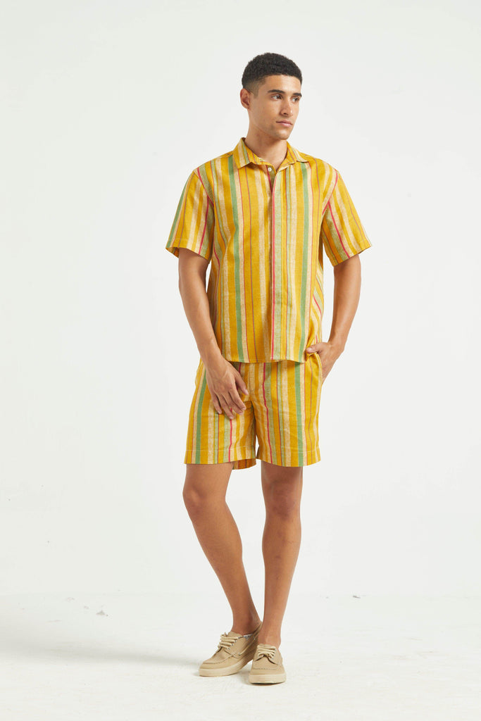 MULTI STRIPE LINEN SHORT - dash and dot dash and dot