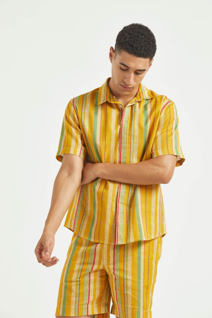 MULTI STRIPE LINEN SHORT - dash and dot dash and dot