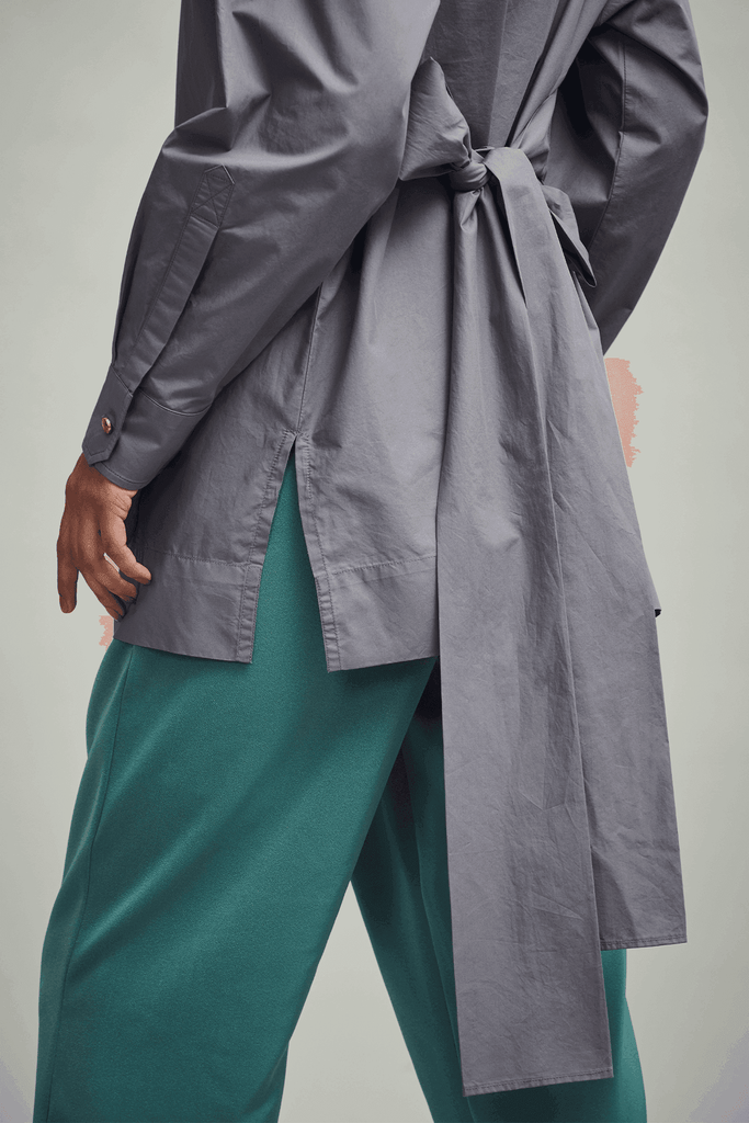 TIE UP POPLIN SHIRT - dash and dot dash and dot